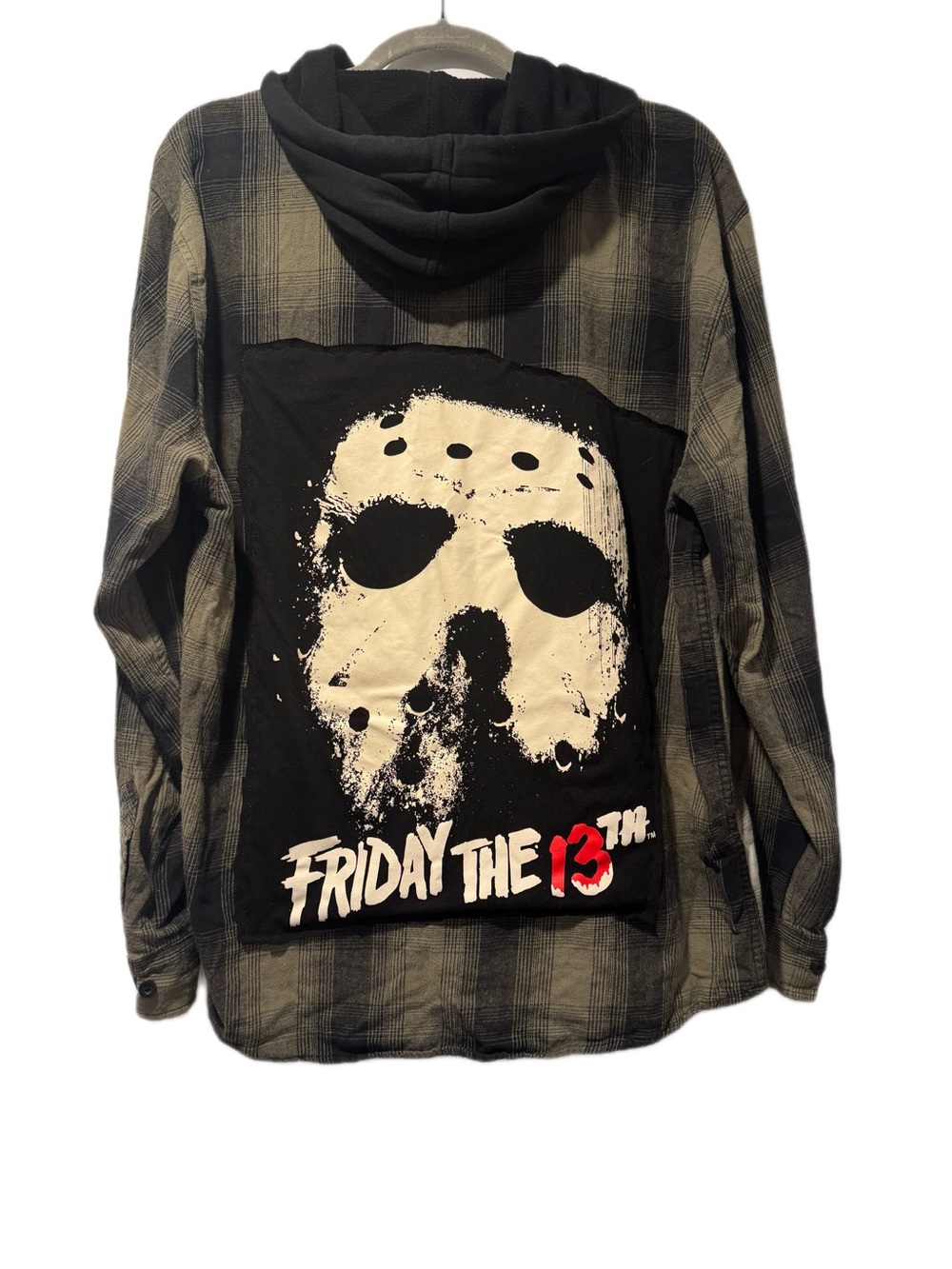 Friday the 13th Jason Upcycled Hooded Flannel L